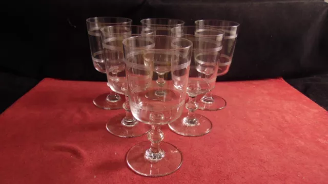 Service de 6 verres a eau / vin en cristal de Baccarat cylindrique Filets