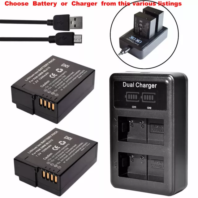 Battery Or LCD USB Charger for Panasonic DMW-BLC12 DMC-FZ1000, DMC-FZ1000 II