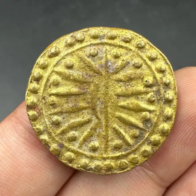 Ancient Burmese Pyu Gold Plated Rare Coin - 10th century
