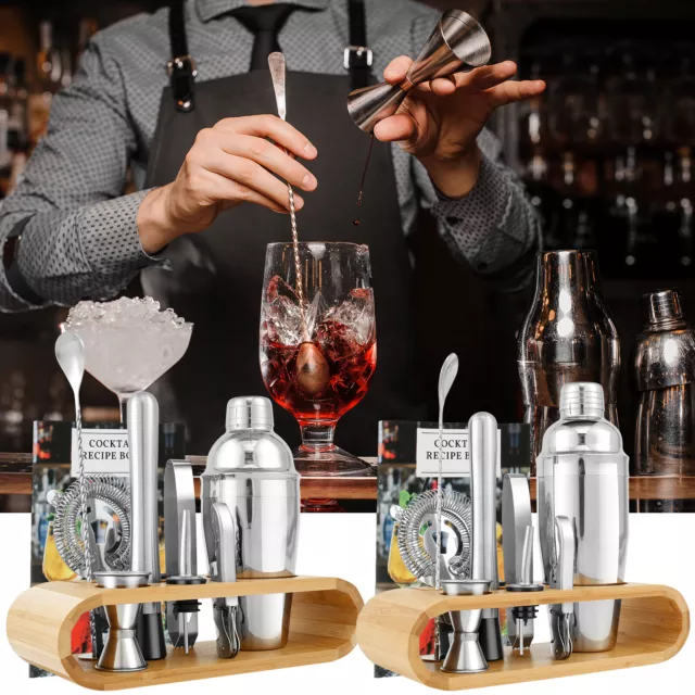 10Pcs Cocktail Shaker Kit 550ml / 750ml Mixology Bartender Kit with Wooden chJCk