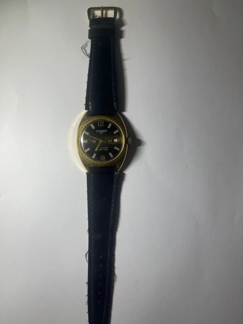 Montre Homme Ancienne YONKER & Bresson - Bracelet Cuir Noir - Quartz - À Remettre En état