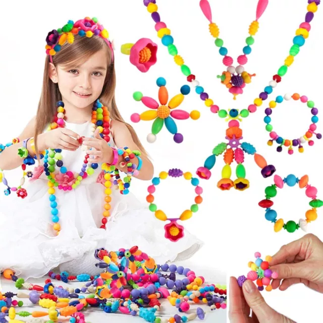 DIY Necklace Bracelet Pop Beads Educational Colorful Plastic Pop Beads  Girls