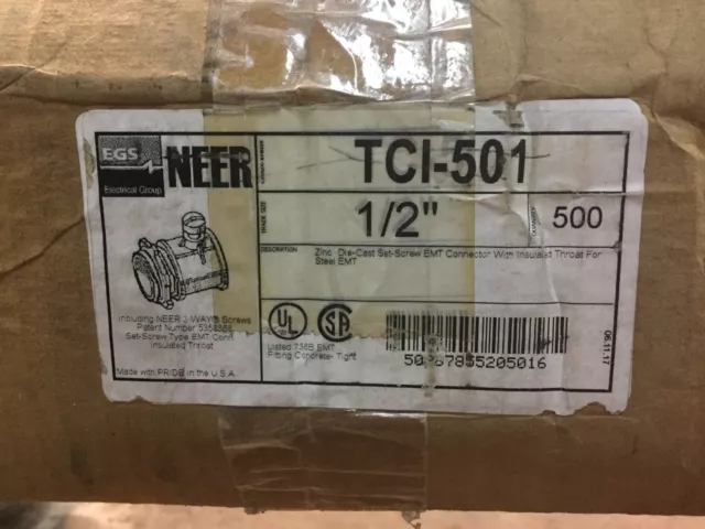 EGS NEER TCI-501 1/2" Zinc Die Cast Set Screw **Brand New 1 BOX of 500 PCS**