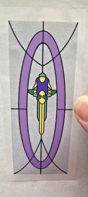 Dollhouse Miniature FAUX STAINED GLASS CROSS for DOOR Purple Unused 2x5in