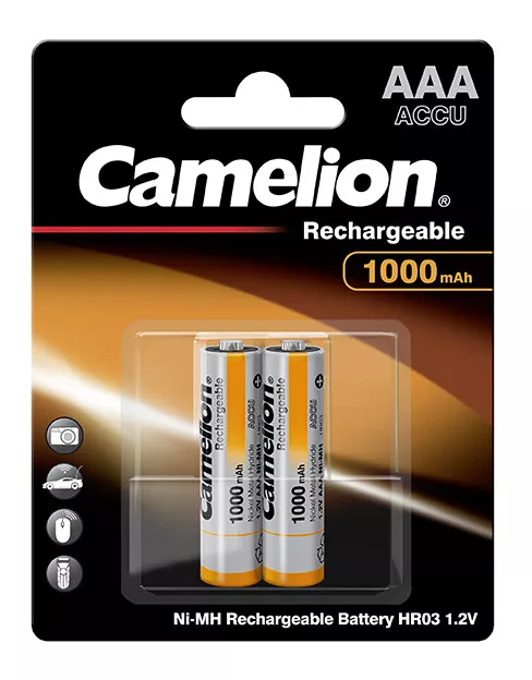 2 x Camelion 1000mAh NiMh Akku Accu AAA Micro HR03 1,2V DECT Telefon