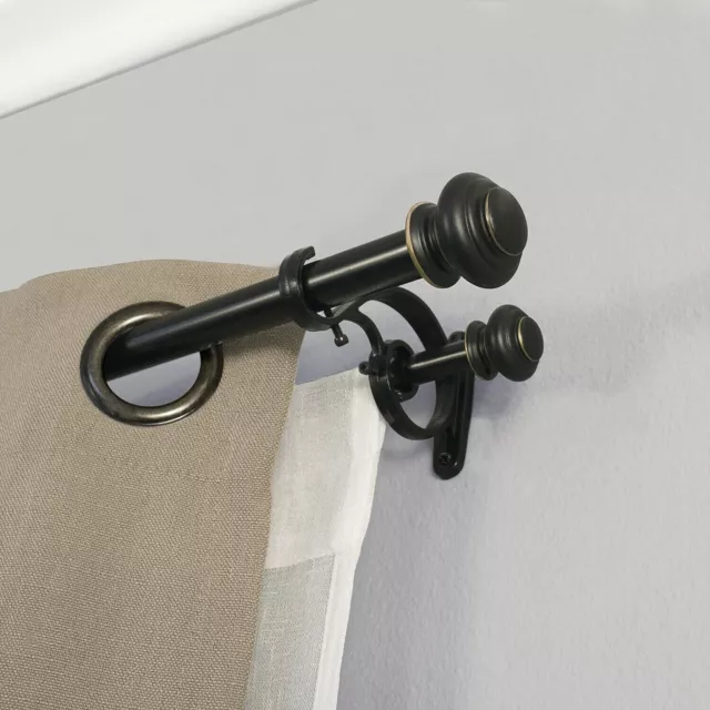 86 - 120 in JCPenney Home Prescott 1" Double Curtain Rod Set - Bronze - 7356234 3