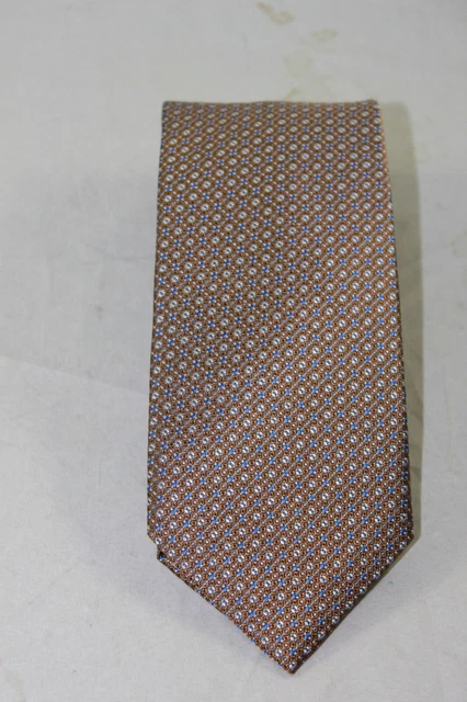 David Donahue Men's Brown Geometric Pattern Silk Tie MSRP $135