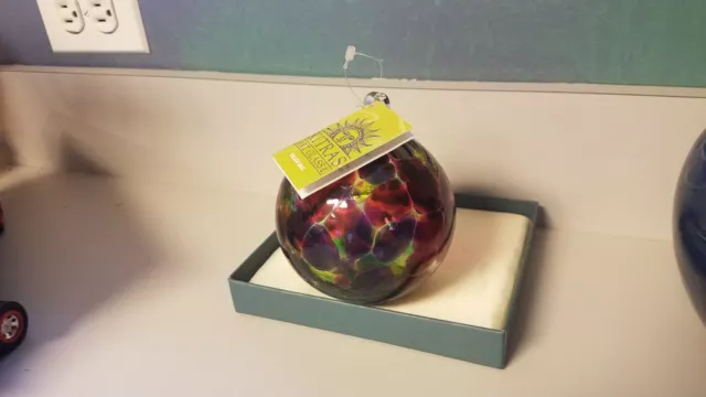 KITRAS~CALICO Blown Art Glass Friendship Ball Ornament Easter PINK GREEN PURPLE