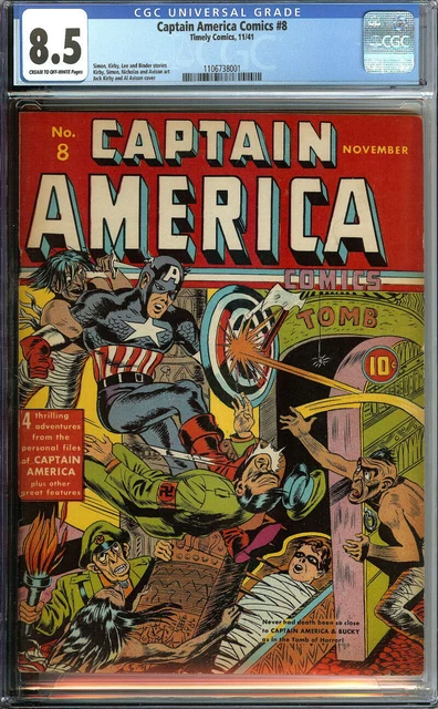 Captain America Comics #8 Cgc 8.5 Cr/Ow Pages // Timely Comics 1941