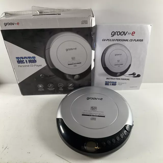 Groove Portable Compact CD Player GV-PS110 Anti-Skip Protection -Silver- Boxed