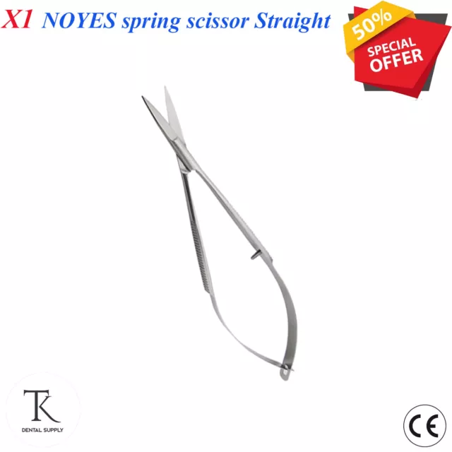 Microsurgical Scissor Noyes Castroviejo STRAIGHT Spring Action Surgical Scissors
