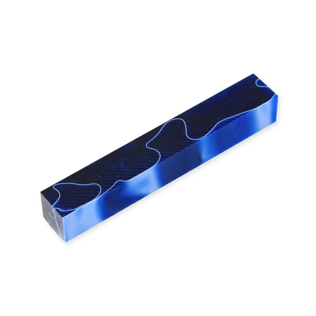 Pluma de acrílico en blanco, azul con línea blanca y negra, individual, torneado en madera heredado