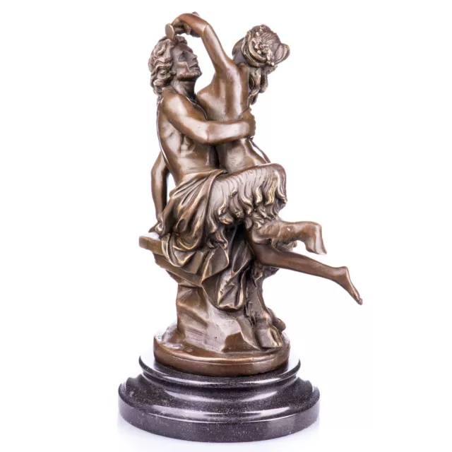 Bronze Skulptur Satyr und Nymphe Mythologie 30x20cm Echte Bronze Signiert Yb140