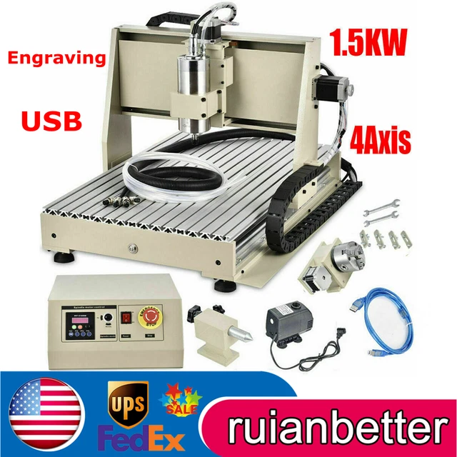 4 AXIS 6040 CNC ROUTER ENGRAVER MILLING DRILLING MACHINE 1.5KW VFD USB 24000 rpm