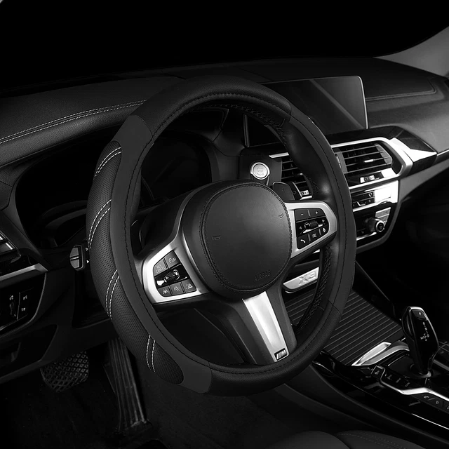 15in Car Steering Wheel Cover Protector Glove Anti Slip PU Leather Covers Decor