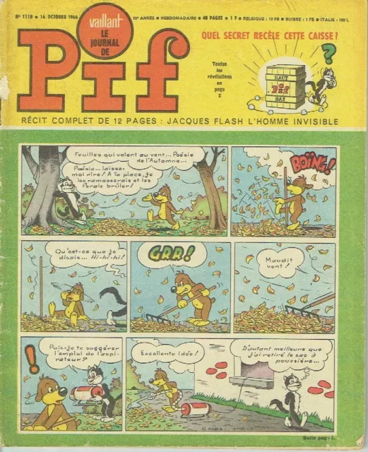 Vaillant le Journal de Pif 1118 Octobre 1966 comic Jacques Flash scandale chez