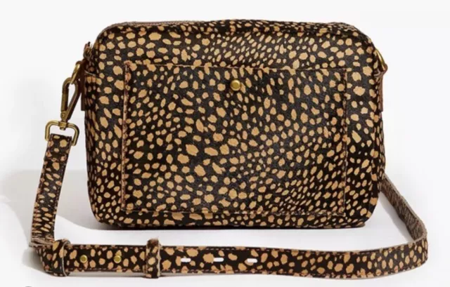 NWT MADEWELL Womens The Large Transport Camera Bag Dotted Calf Hair Edition $170