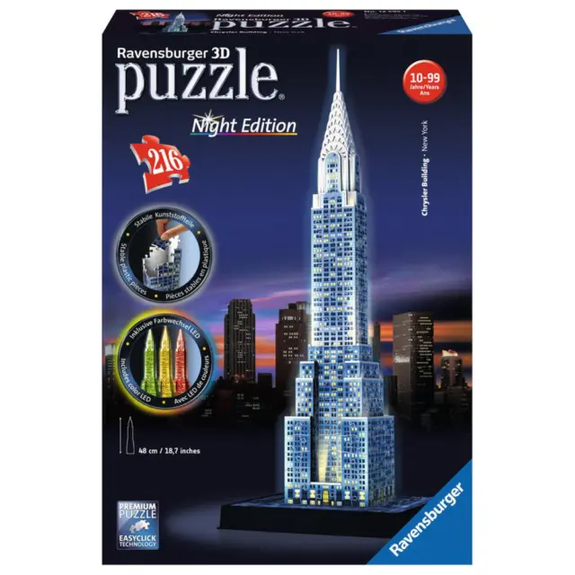 Ravensburger 3D Puzzle Structures Chrysler Building At Night Edition Night 21...