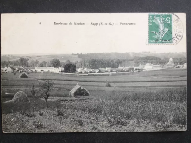 cpa 95 - Environs de Meulan SAGY en 1910 Val d'Oise PANORAMA Burons