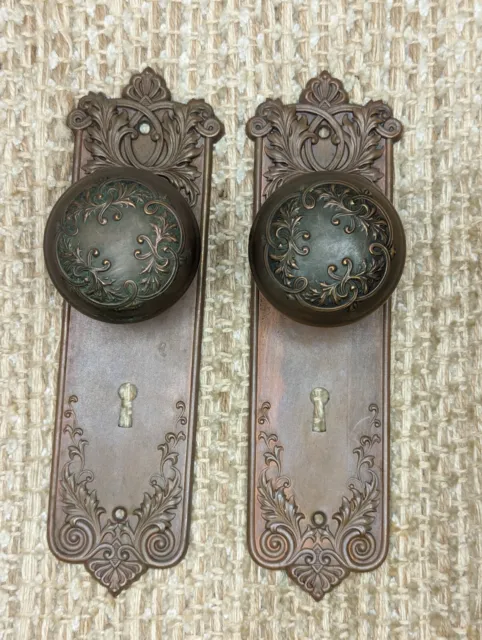 Antique Oval Brass Door Knobs and Cast Brass Door Plates