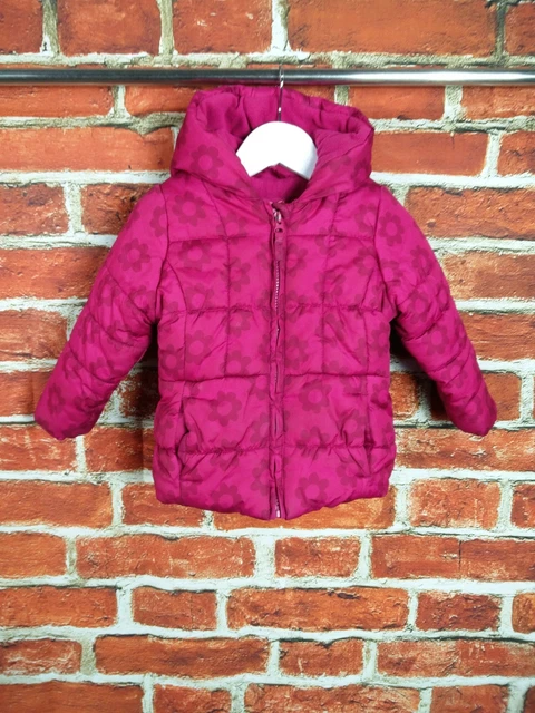 Baby Girl Coat Age 12-18 Months Mothercare Padded Puffer Jacket Hood Flower 86Cm