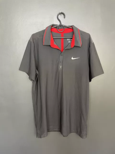 Nike Roger Federer Rf 2011 Us Open Tennis Polo Shirt Jersey Size L Adult
