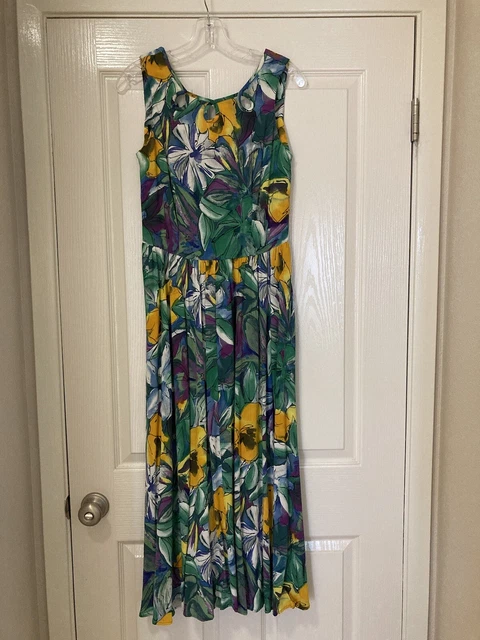 Vtg Carole Little Size 4 Sundress Maxi Floral with Cutouts