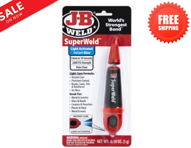 J-B Weld Super Weld LIGHT ACTIVATED INSTANT GLUE Clear HIGH STRENGTH Precision