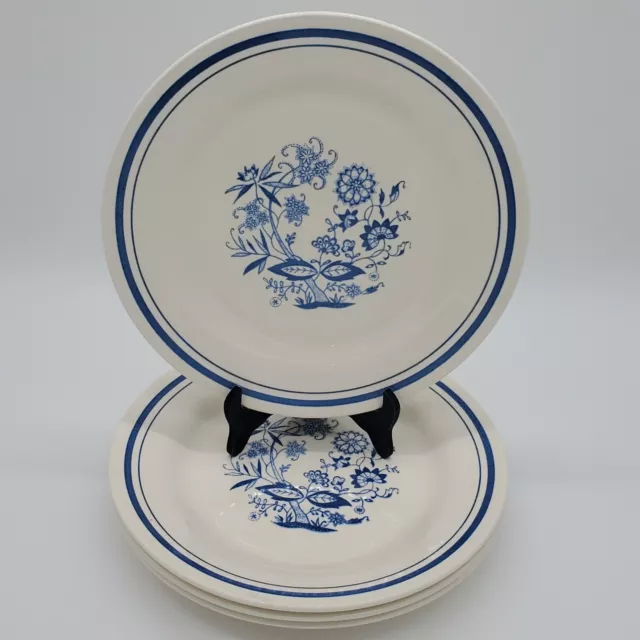 Vintage Oxford China Blue Onion 9" Luncheon Dinner Plates Set of 4 Brazil 7840-2