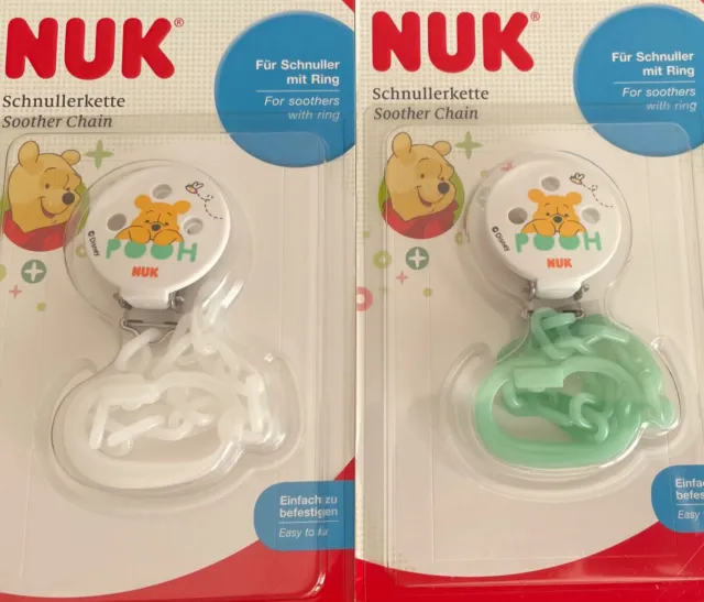 NUK Winnie Pooh Schnullerkette  Schnullerclip mit nickelfreiem Metall-Clip