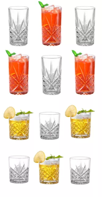 Set of 6 Highball Tall Drink Glasses, Dishwasher Freezer Microwave Safe