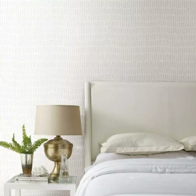 RMK11613WP Tick Mark Beige and White Peel and Stick Wallpaper 2