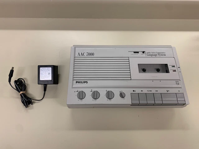 Language Learning Cassette PHILIPS AAC LANGUAGE Learning System Cassette Tape Recorder Player with ...