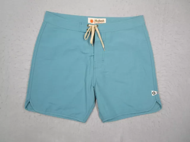 Mollusk California Board Shorts Mens 32 Blue Scallops Washed Sapphire Swim NEW