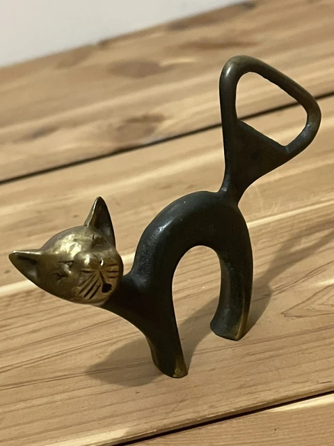 Vintage Hakuli P 417 Cat Bottle Opener Brass Made In Israel
