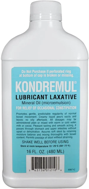 Kondremul Lubricant Laxative, Mineral Oil, Plain Flavor, 16 Fluid Ounces