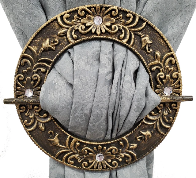 2PC Set Carved Ring Round Acrylic Decorative Window Curtain Holdbacks Tiebacks