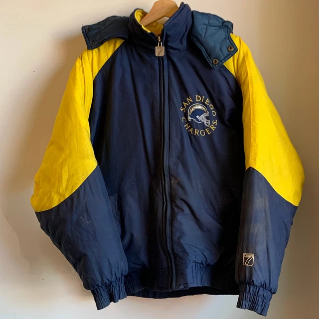 Vtg Logo 7 San Diego Chargers NFL Football Navy Hooded Parka Jacket Medium M