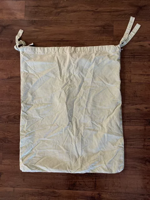 Pottery Barn Kids Green White Gingham Laundry Basket Liner Small Petite 24”x30”