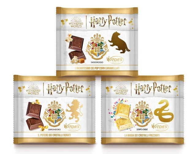 Harry Potter Tavolette Cioco Cristalli Dorati Frizzanti PopCorn Caramellati 50g