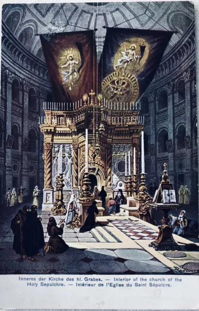 Künstler-AK Jerusalem, Inneres der Kirche des heiligen Grabes 1910