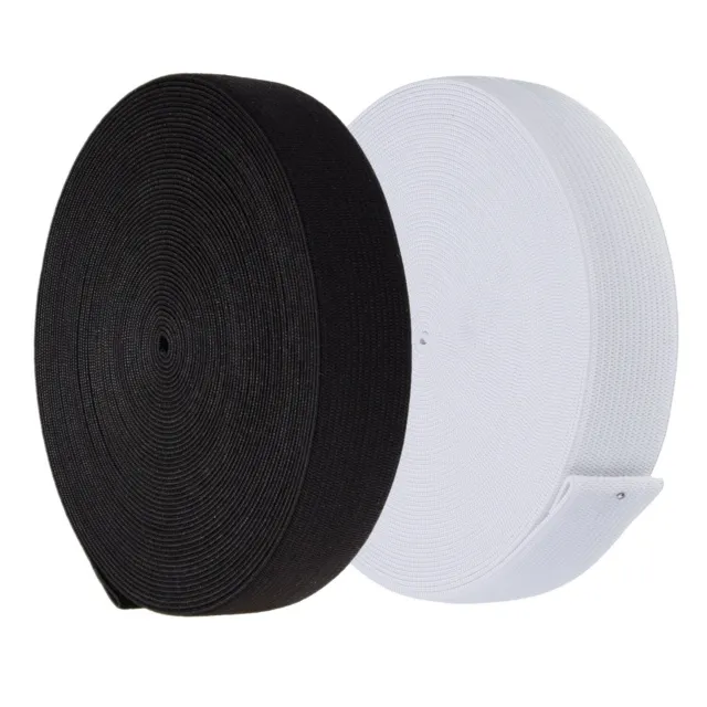 25mm Flat Elastic Tape Stretchy Band Waistband Sewing Dress Craft Black White