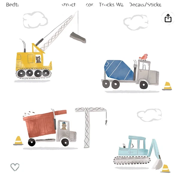 Bedtime Originals Construction Zone Trucks Wall Decals/Stickers