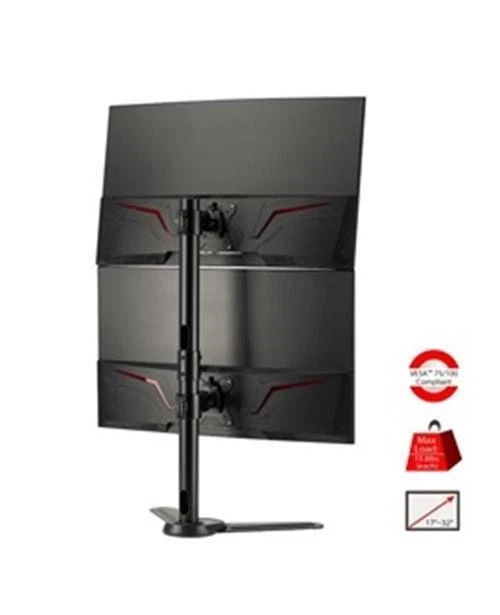 NEW SIIG CE-MT3F11-S1 Freestanding Adjusting Vertical Dual Monitor Steel Stand