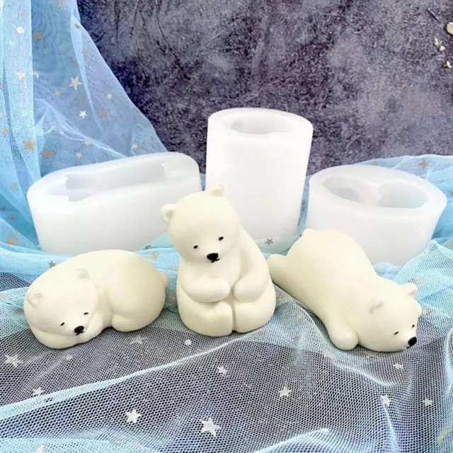 Polar Bear Silicone Mould Mini Size Cute Bear Silicone Candle Mold Cake Dec J3U9