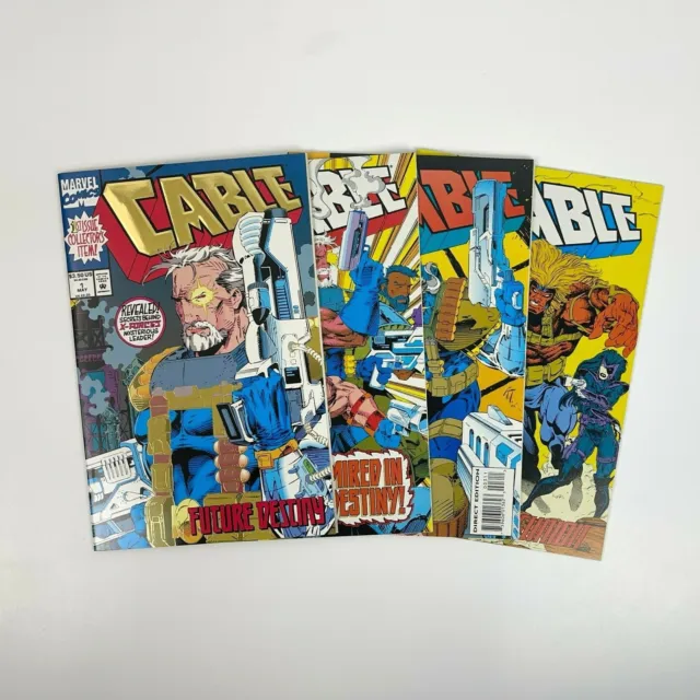 Lot Of 4 CABLE Comics #1 2 3 4 1993 1st Series Marvel Gold Foil Cover Weasel 1st