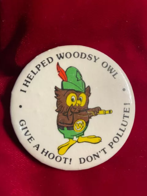 I Helped Woodsy Owl Give A Hoot Don't Pollute Environmental Cause Slogan Button