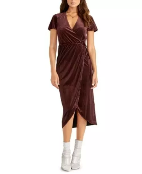 MSRP $109 Rachel Rachel Roy Faux-Wrap Midi Dress Size Medium (Torn Lining)