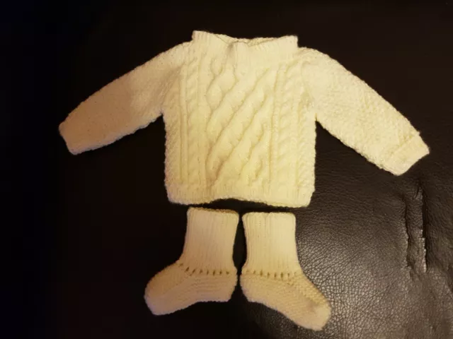 handgestrickter Pullover und Schühchen für Reborn Baby Größe 55/60cm