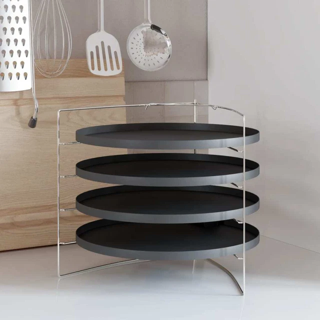 Pizzableche 4 Stk. mit Gestell Ø 28 cm Stahl vidaXL